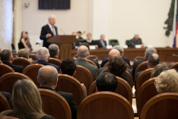 Speaker at Business Conference and Presentation. Audience at the conference hall.