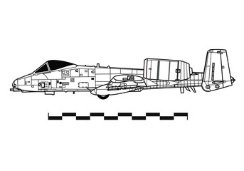 Fairchild A-10A THUNDERBOLT II. Outline drawing