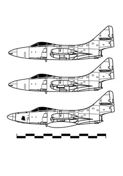 Grumman F9F PANTHER. Outline drawing