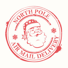 Christmas sign, stamp with blots and the silhouette of the head of Santa Claus © altadi