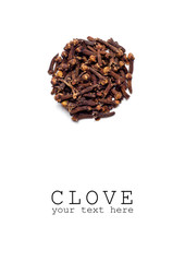 Clove on a white background with space for text