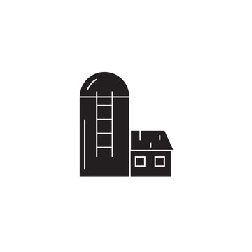 recommend clip art: Silo, barn black vector concept icon. Silo, barn flat illustration, sign, symbol