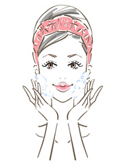 洗顔　横分け髪　石鹸