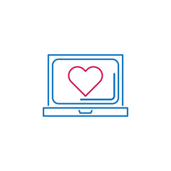 Valentine's day, laptop, heart icon. Can be used for web, logo, mobile app, UI, UX