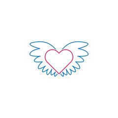 Valentine's day, heart, wings icon. Can be used for web, logo, mobile app, UI, UX