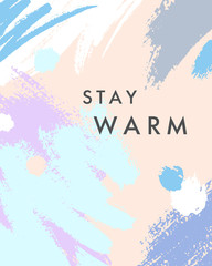 Trendy winter poster with hand drawn shapes and textures in soft pastel colors.Unique graphic design perfect for prints,flyers,banners,invitations,special offer and more.Modern vector collage.