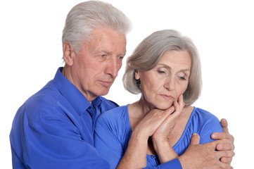 Portrait of a happy senior couple on white background