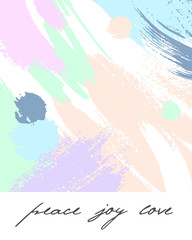 Trendy holidays poster with hand drawn shapes and textures in soft pastel colors made by ink.Unique design perfect for prints,flyers,banners,invitations,covers and more.Modern vector illustration.