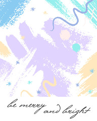 Obraz na płótnie Canvas Trendy holidays poster with hand drawn shapes and textures in soft pastel colors made by ink.Unique design perfect for prints,flyers,banners,invitations,covers and more.Modern vector illustration.