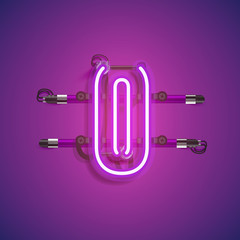 Realistic neon character with wires and console, vector illustration