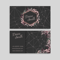 Business card with beautiful flowers. Template