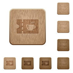Coffee house discount coupon wooden buttons