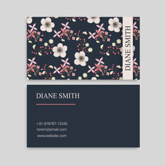 Business card with beautiful flowers. Template