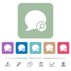 Find blog comment flat icons on color rounded square backgrounds