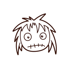 Cartoon rag doll head. Isolated vector illustration.