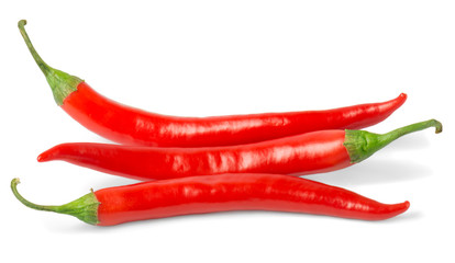 Hot red  chilli pepper isolated on white background