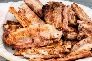 Roast pork,ribs and bacon.