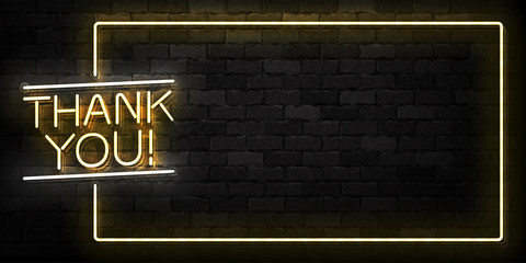Vector realistic isolated neon sign of Thank You frame logo for template decoration and covering on the wall background. - obrazy, fototapety, plakaty