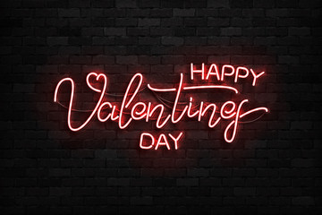 Vector realistic isolated neon sign of Happy Valentines Day logo for template decoration and covering on the wall background.
