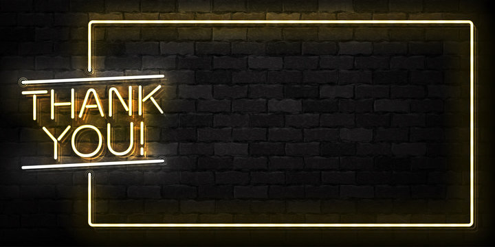 Vector realistic isolated neon sign of Thank You frame logo for template decoration and covering on the wall background.