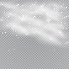 Snow and wind on a transparent background. White gradient decorative element.vector illustration. winter and snow with fog. wind and fog