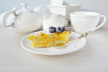 Pumpkin lemon cheesecake with fresh blueberries.