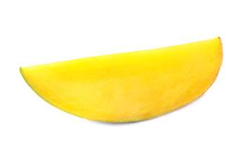 Fresh juicy mango slice isolated on white