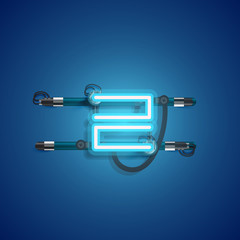 Realistic neon character with wires and console, vector illustration