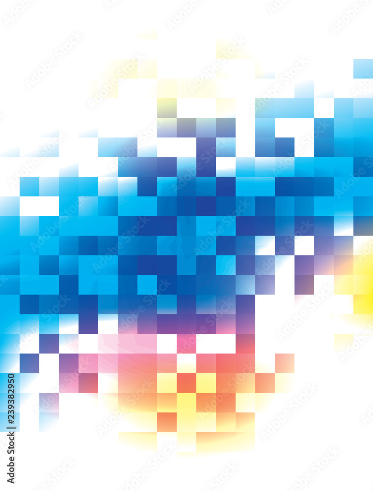 Poster Abstract background with colour pixel mosaic on white. Multicolor vector graphic pattern. CMYK colors