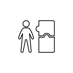 Worker, puzzle icon on white background. Can be used for web, logo, mobile app, UI, UX