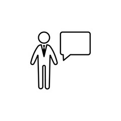 Businessman, message icon on white background. Can be used for web, logo, mobile app, UI, UX