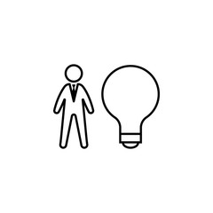 Bulb, idea, worker icon on white background. Can be used for web, logo, mobile app, UI, UX