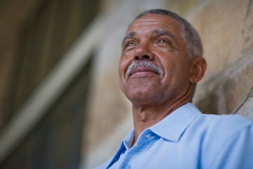 Portrait of a senior man looking content.