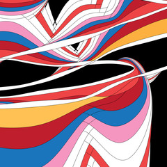Abstract unusual vector multicolored background with different lines and waves