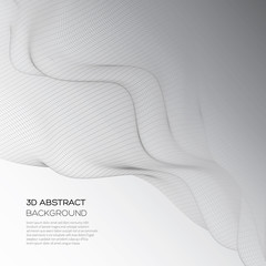 3d illustration. Abstract landscape on a white background. Cyberspace grid.