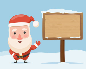 Santa with sign / Vector illustration