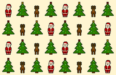 Pixel Christmas Pattern / Vector illustration