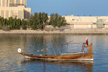 Small boat in Qatar lagoon