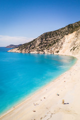 Aerial view on the beach of Myrthos in Kefalonia, Greece