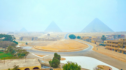 The Giza town and ancient Necropolis, Egypt