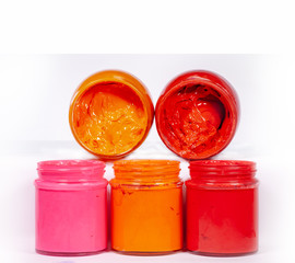 hot tone color of printing screen ink in white background .