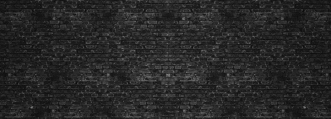 Black brick wall panoramic background - 239389175