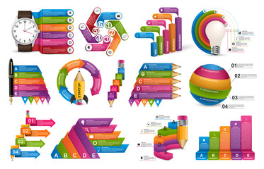 Obraz premium Collection infographics. Vector design elements. Infographics for business presentations or information banner, workflow layout, flow chart.