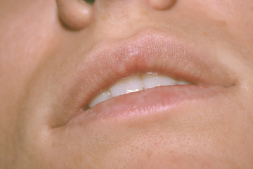 Women's soft pink lips