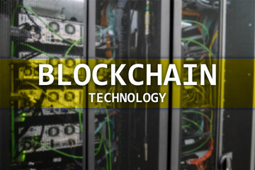 Blockchain technology, cryptocurrency mining. Server room data