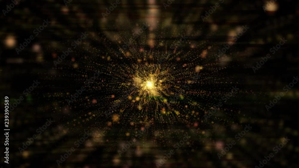 Wall mural abstract gold explosion star with gloss and lines background and black glitch lines effect.