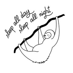 Vector illustration of cute character sloth