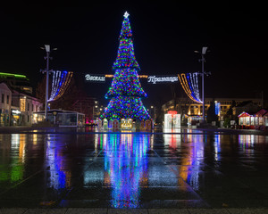 Beautiful christmas tree in the center of the town