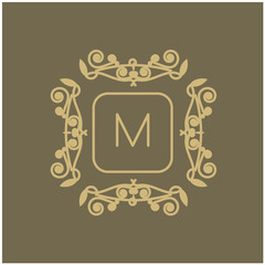 Vector abstract monogram and logo design template. Trendy linear style in golden colors - beauty, jewelry and fashion concepts.