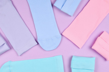 Colorful collection of cotton socks.